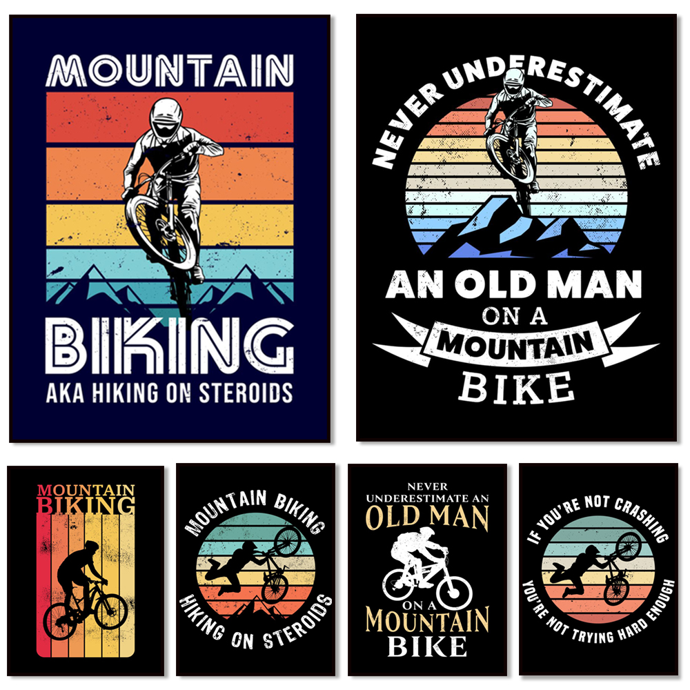Picture Of Mountain Biking - Go Mountain Bike Print Canvas Painting
